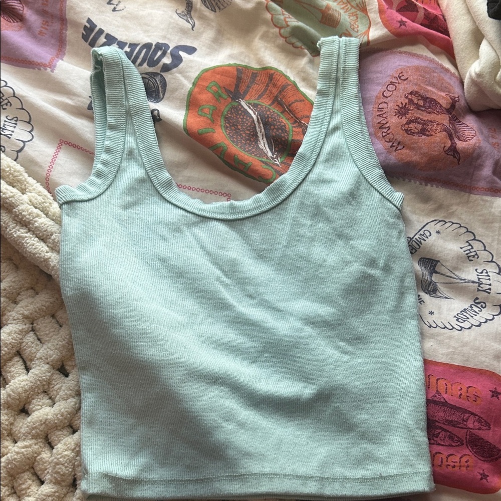 Angie Light Green Ribbed Tank Top